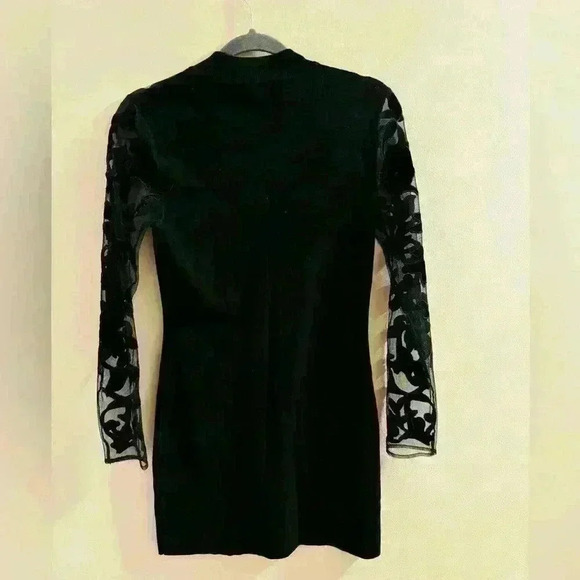 INC INTERNATIONAL CONCEPTS SWEATER DRESS FLOCKED VELVET MESH SHEER SLEEVES EUC - Picture 3 of 5